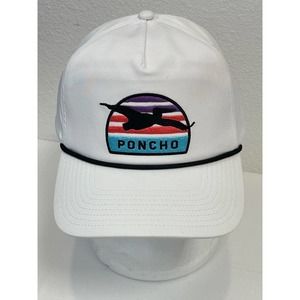 Poncho Outdoors Bird Logo White Hat Adjustable Polyester Blend